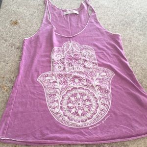 Spiritual Gangster pink burnt out cotton tank hamsa hand XS